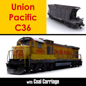 3D union pacific c36 locomotive