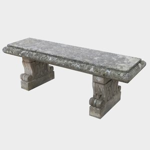 3D model old stone bench