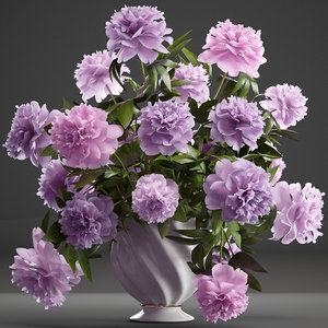 bouquet lilac peonies 3D model