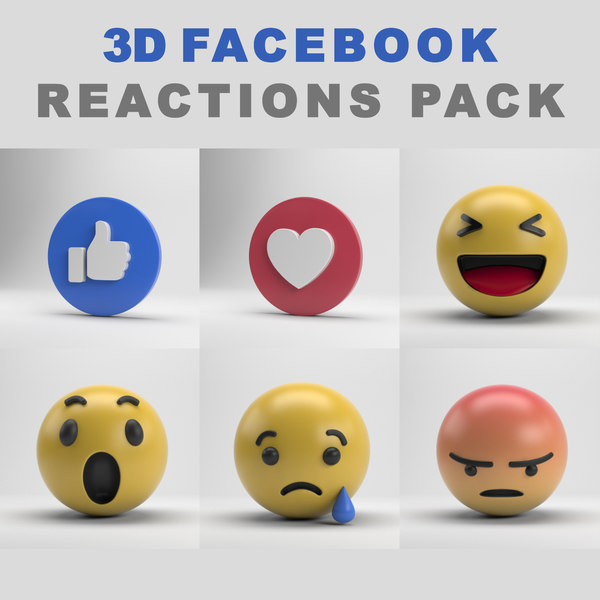 facebook reactions pack 3D model