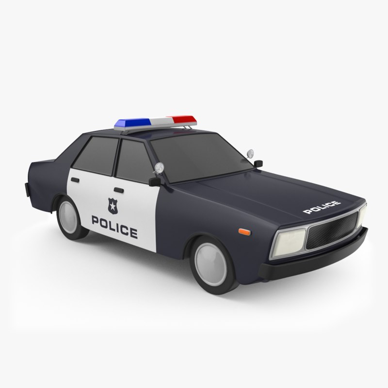 低聚卡通警车3d模型3d模型