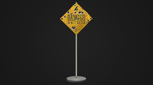 shooted old road sign 3D model