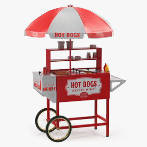 3D hot dog cart food