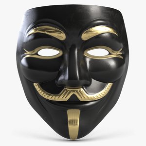 guy fawkes mask golden 3D model