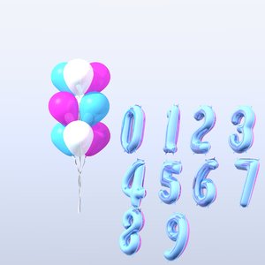 numbers balloons 3D