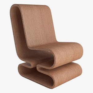 3D wood chair model