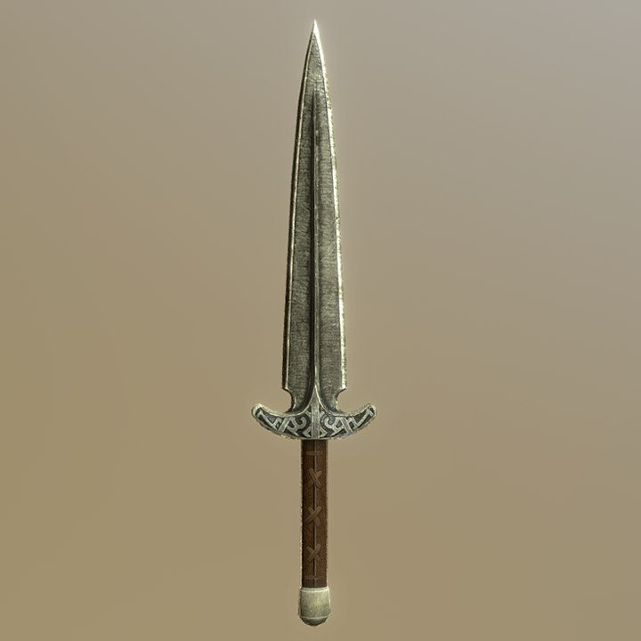 Skyrim Steel Dagger 3D Model,3D model of the steel dagger from skyrim,sca.....