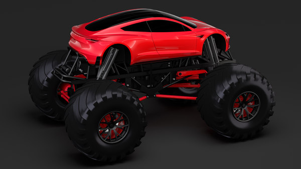 3D monster truck tesla roadster model - TurboSquid 1293083