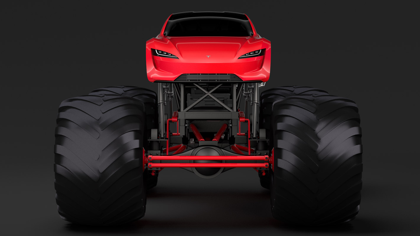 3d monster truck tesla roadster model