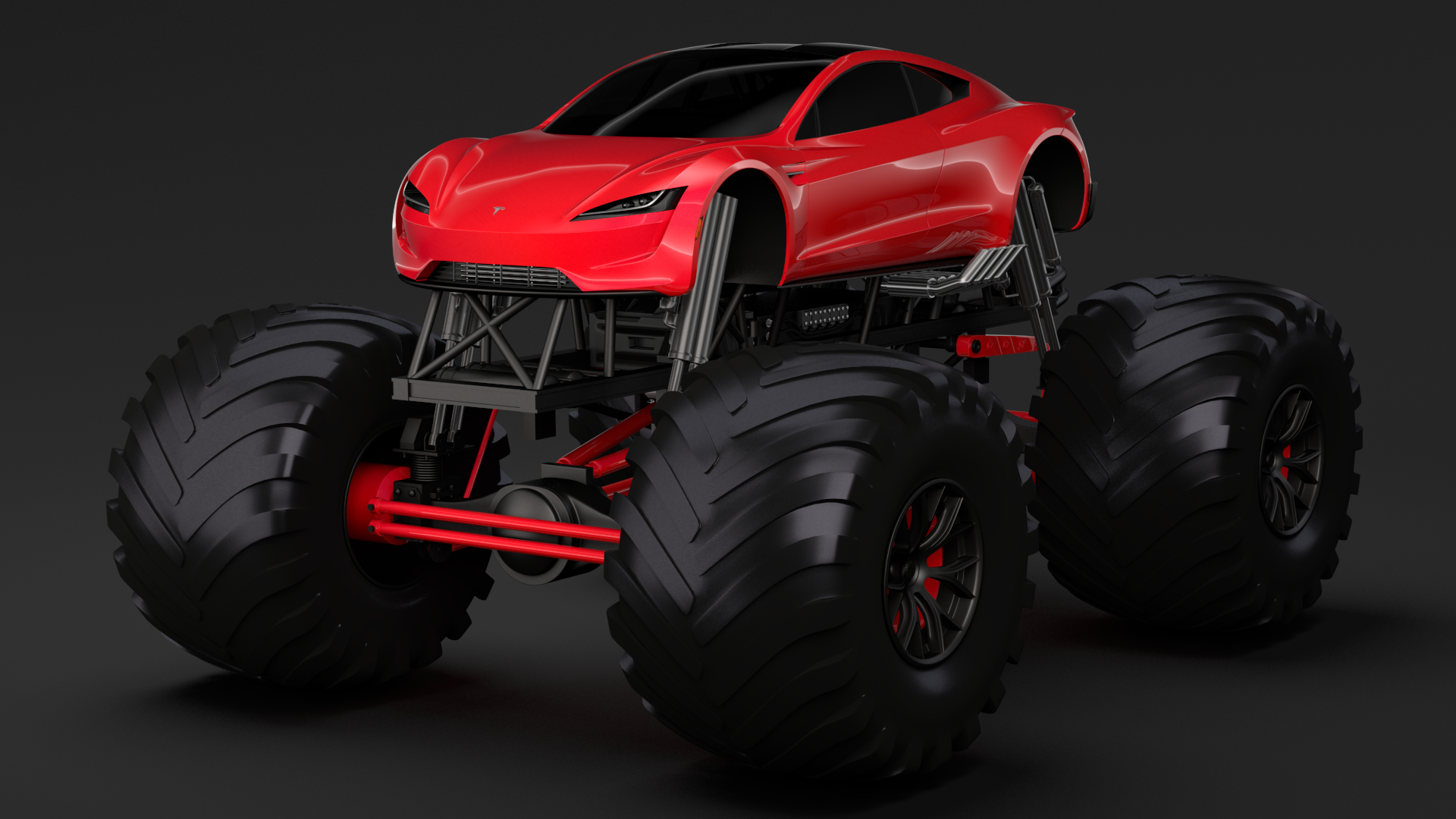 3d Monster Truck Tesla Roadster Model - Turbosquid 1293083