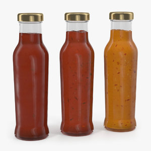 3D barbecue sauces bottles model