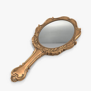 3D old brass hand mirror model