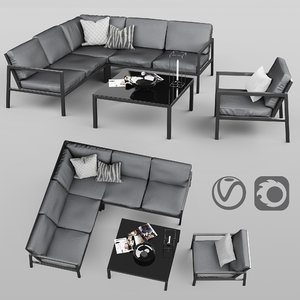 3D set metal outdoor furniture