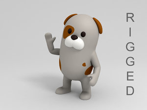 3D dog cartoon rigged
