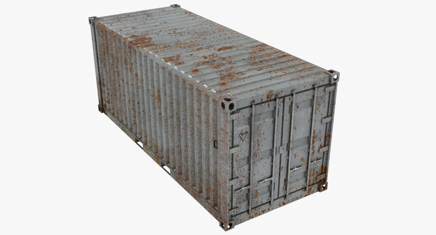 3D rusty container 20ft gray - TurboSquid 1293896