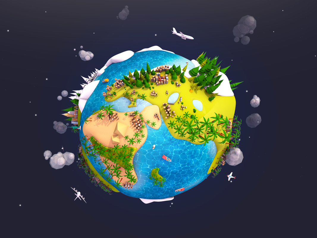 3d model cartoon earth planet