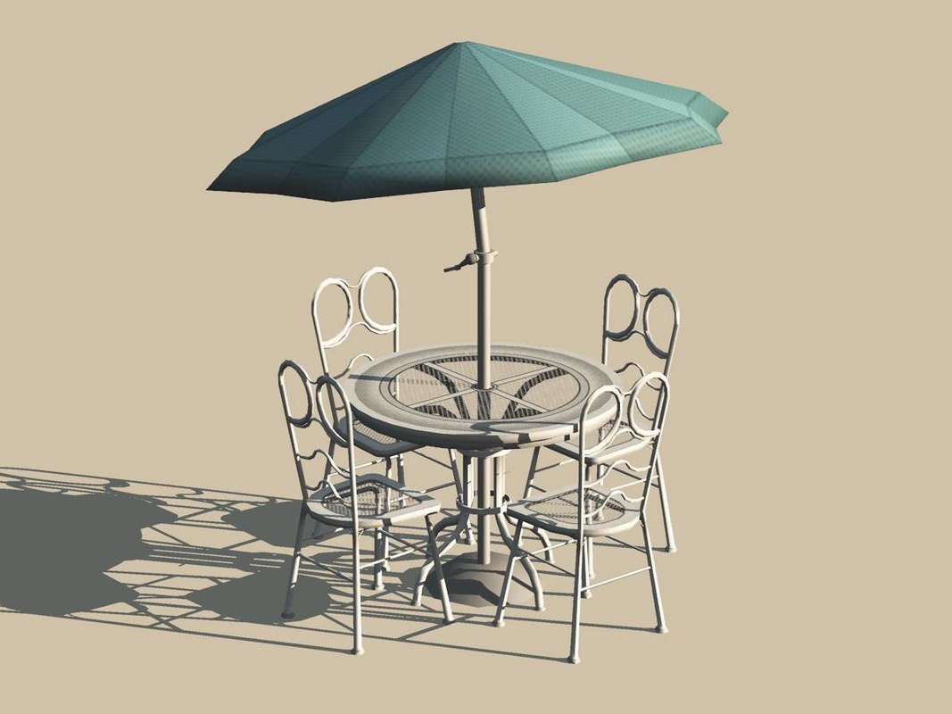 Patio table chairs umbrella 3D model TurboSquid 1294134