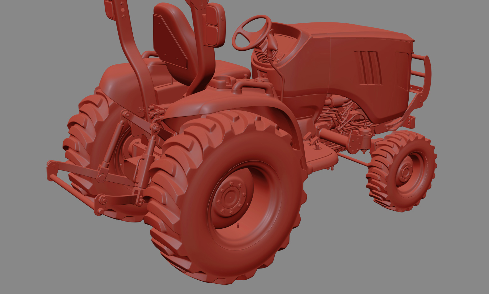 wheel compact utility tractor 3d