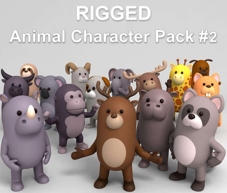 3D Cartoon Animal Pack Rigged Character - TurboSquid 1294873