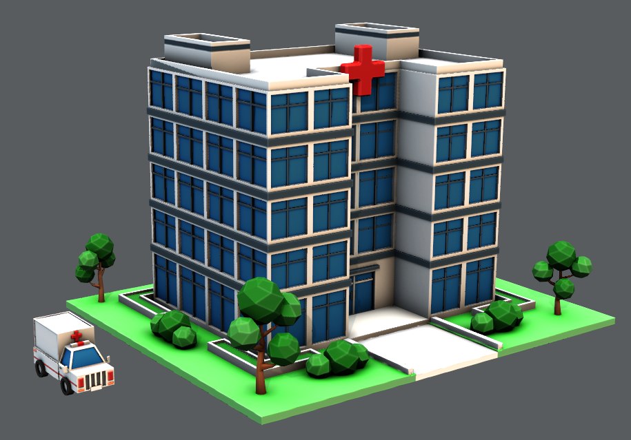 Building hospital 3D model - TurboSquid 1294874