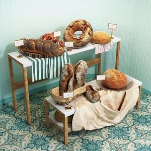 shelves bagels bread 3D model