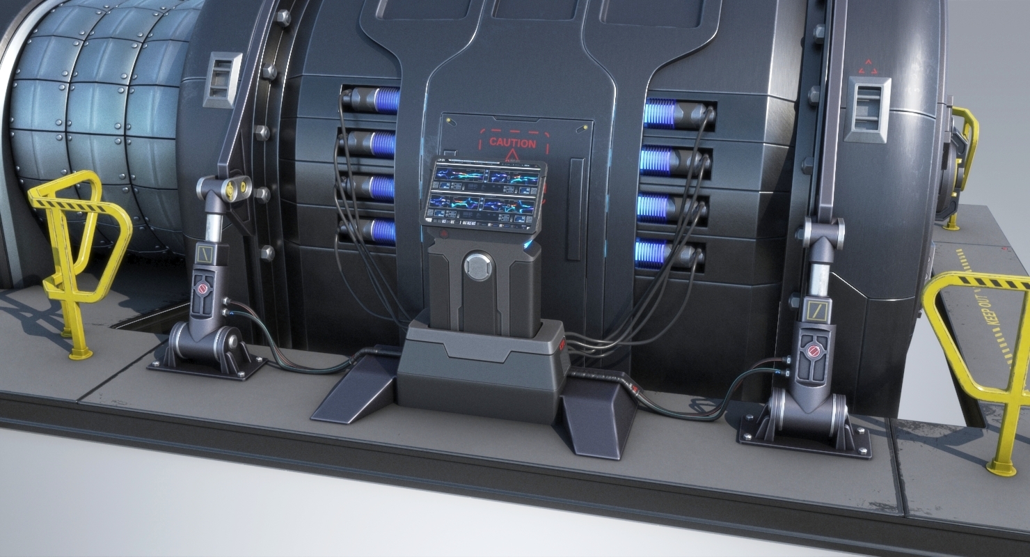 科幻设备发电机pbr3d模型