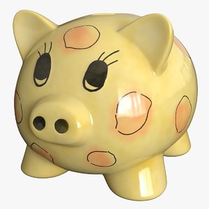 realistic piggy bank 3D model