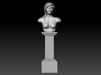 3D sculpture girl pedestal model