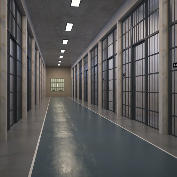 interior scene prison corridor 3D model