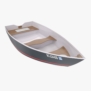 3D small aluminum fishing boat model