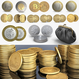 3D model coins 1 dollar