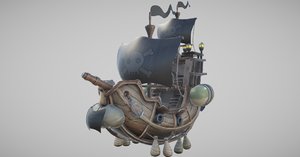 3D flying pirate ship
