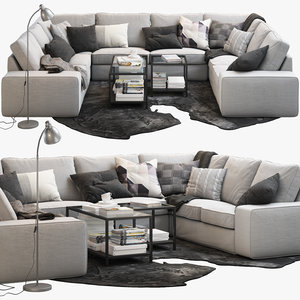3D ikea kivik u-shaped sofa
