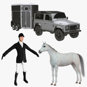 horse rider trailer 3D model