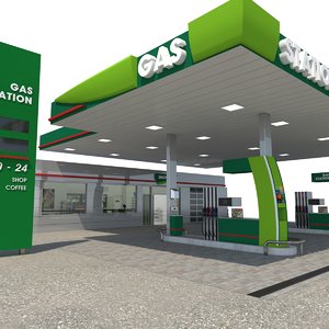3D model modern gas station