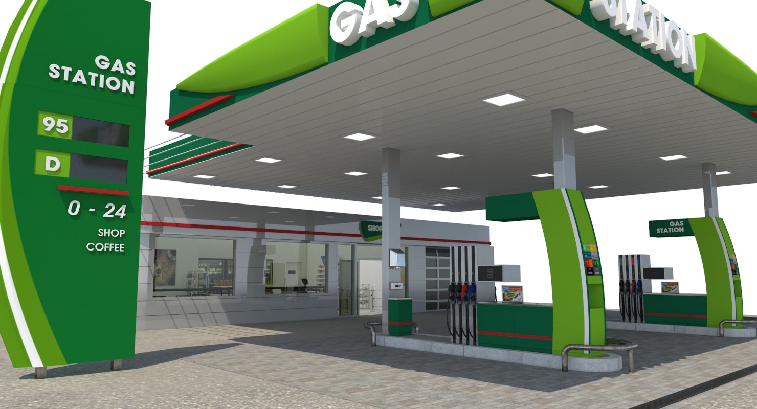 Gas Station 3d model. Gas Station Design. Mobile Gas Station. Gas Station Knife.