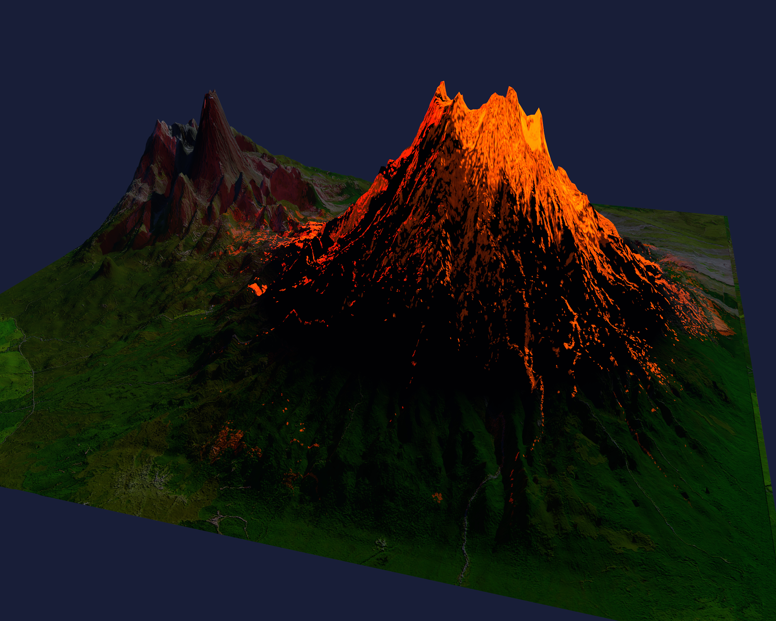 火山熔岩喷发3d模型