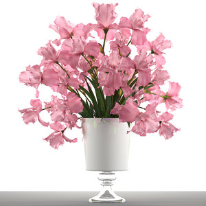 3D bouquet pink flowers