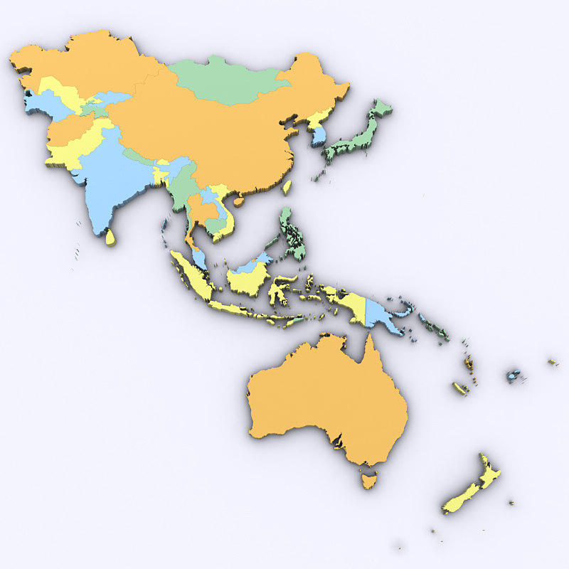 Asia And Oceania Map Asia Oceania 3D Model - Turbosquid 1298463