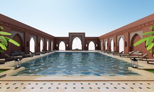 3D traditional moroccan pool marrakech model