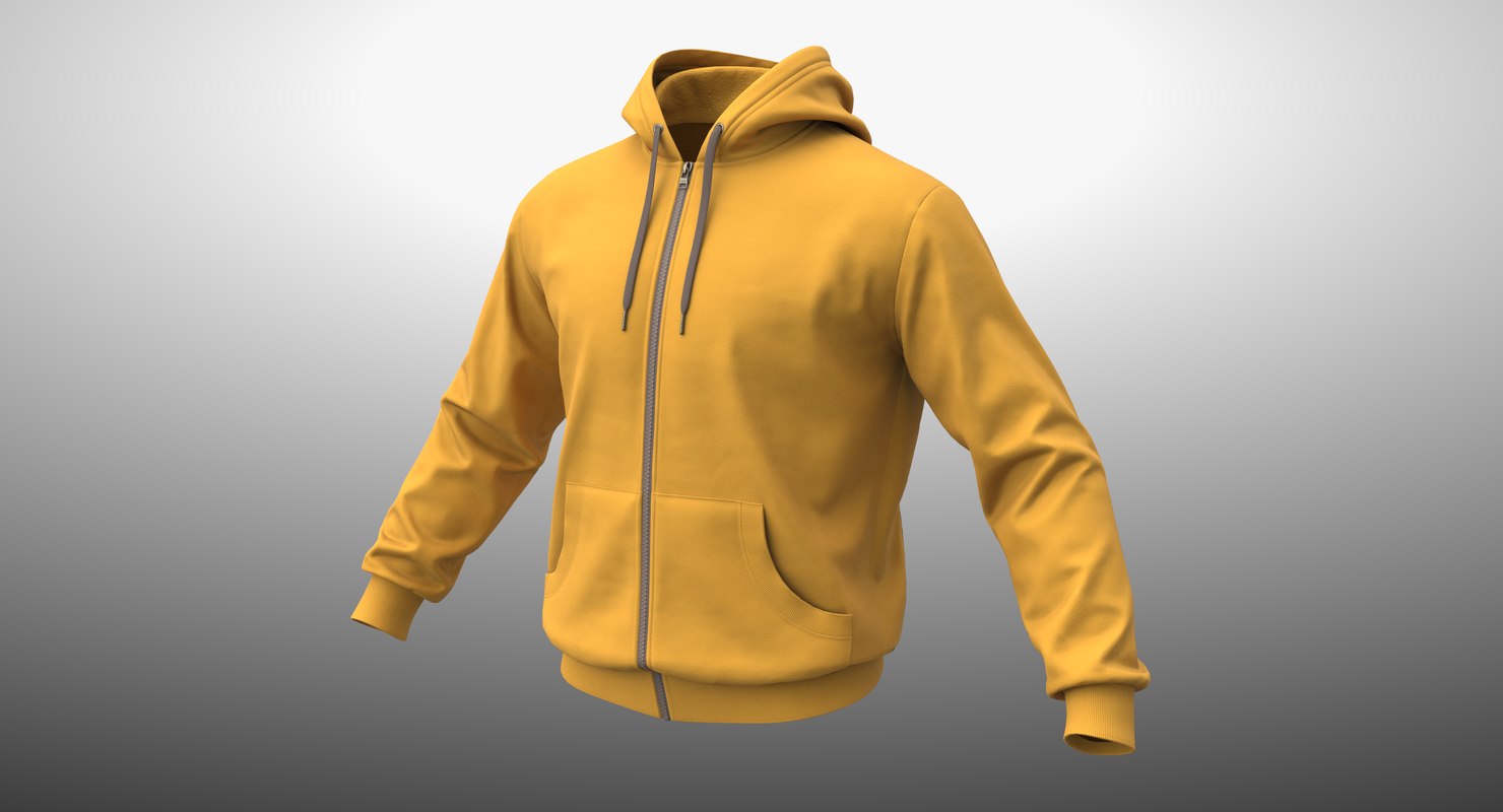 Realistic yellow hoodie 02 3D model TurboSquid 1298957