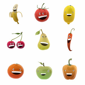 smiling fruits 3D