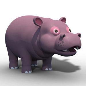 3D cartoon hippopotamus
