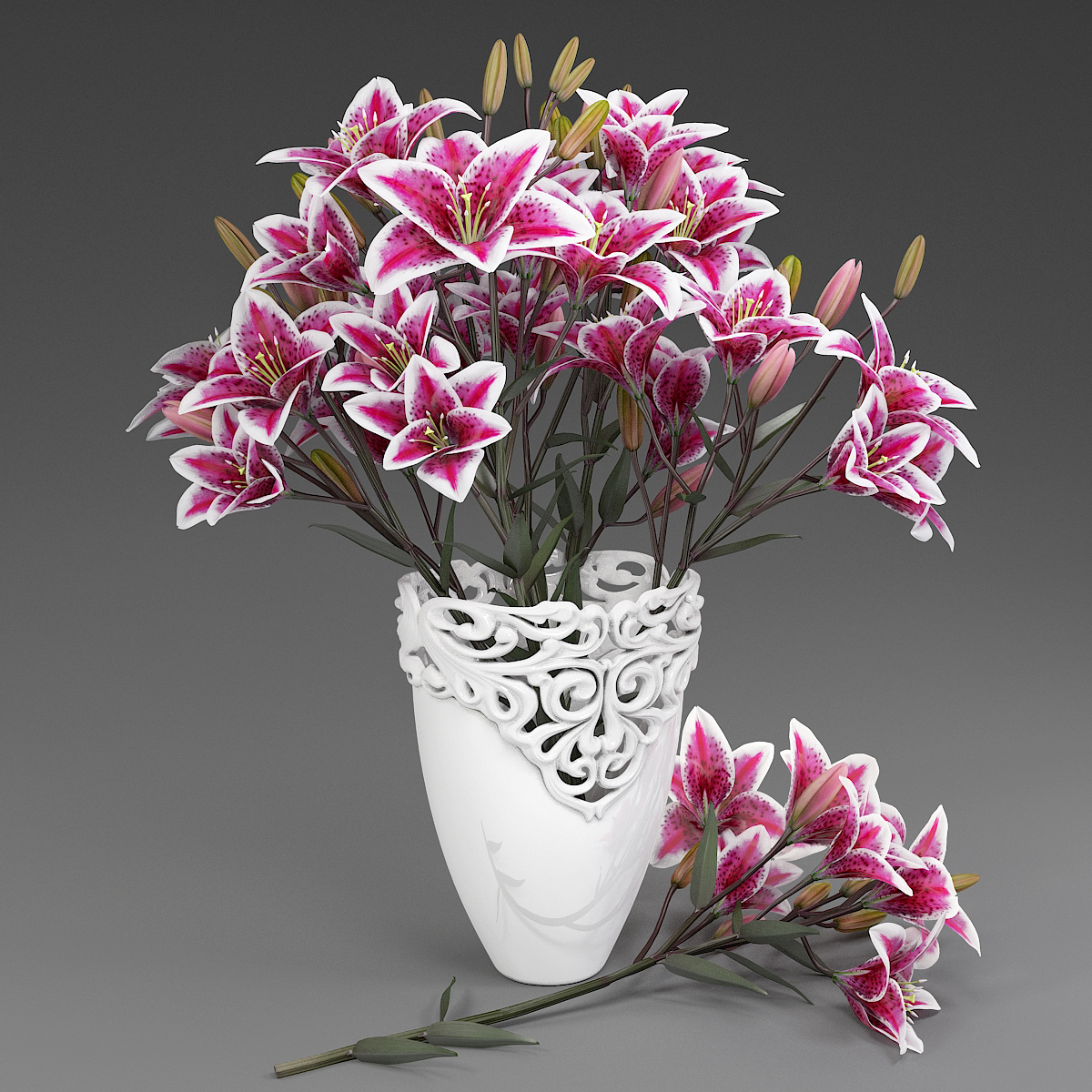 百合花束-33d模型