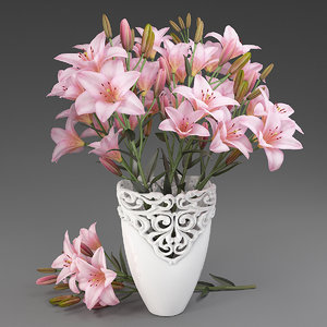 vase lilies 3D model