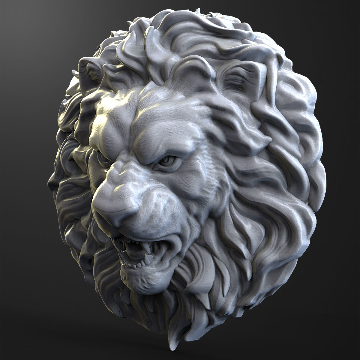 狮子头雕塑浅浮雕为cnc3d模型