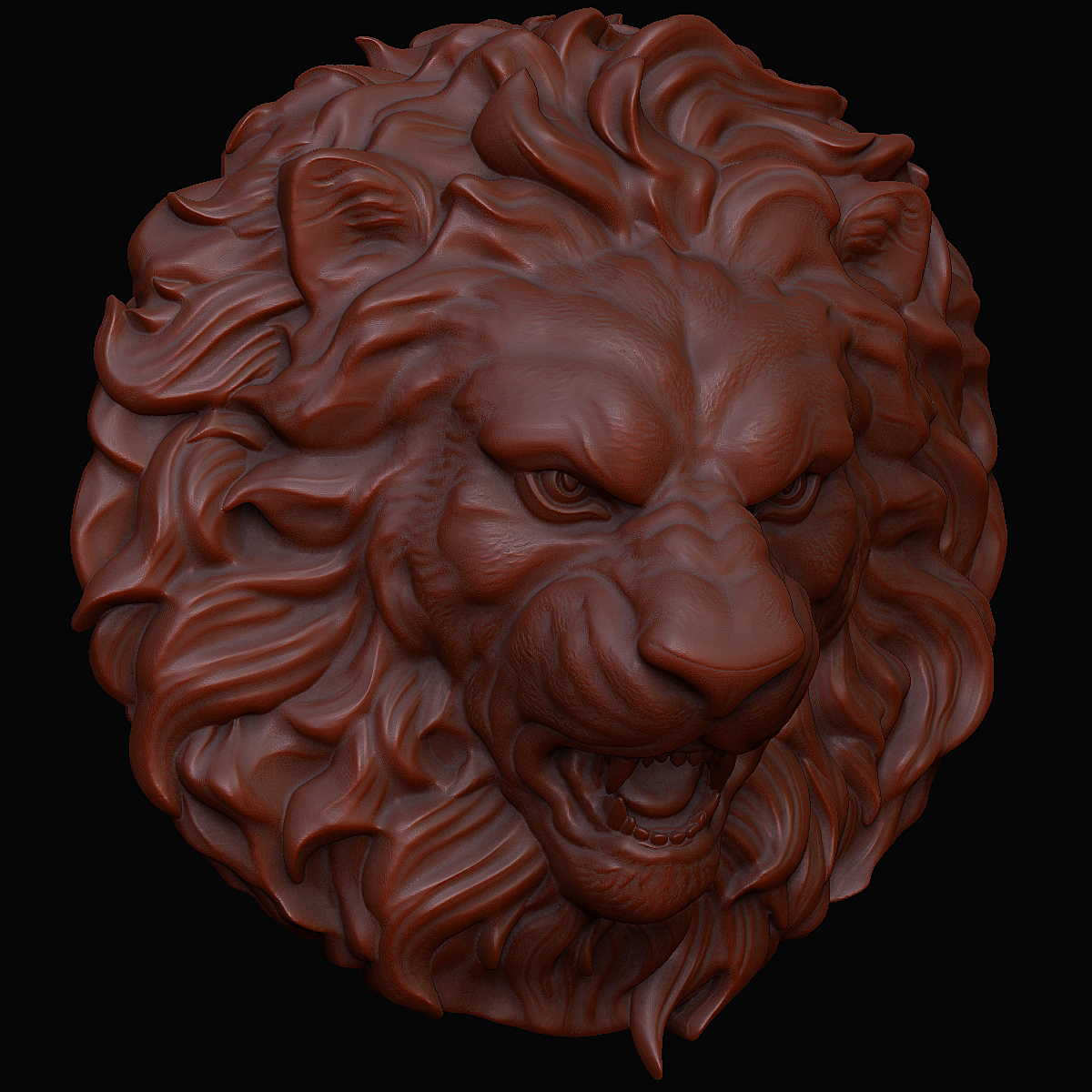 狮子头雕塑浅浮雕为cnc3d模型