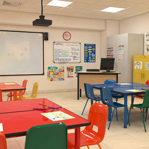 3D classroom children model