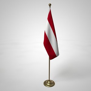 3D austria flag pole model