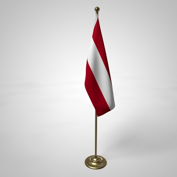 3d austria flag pole model